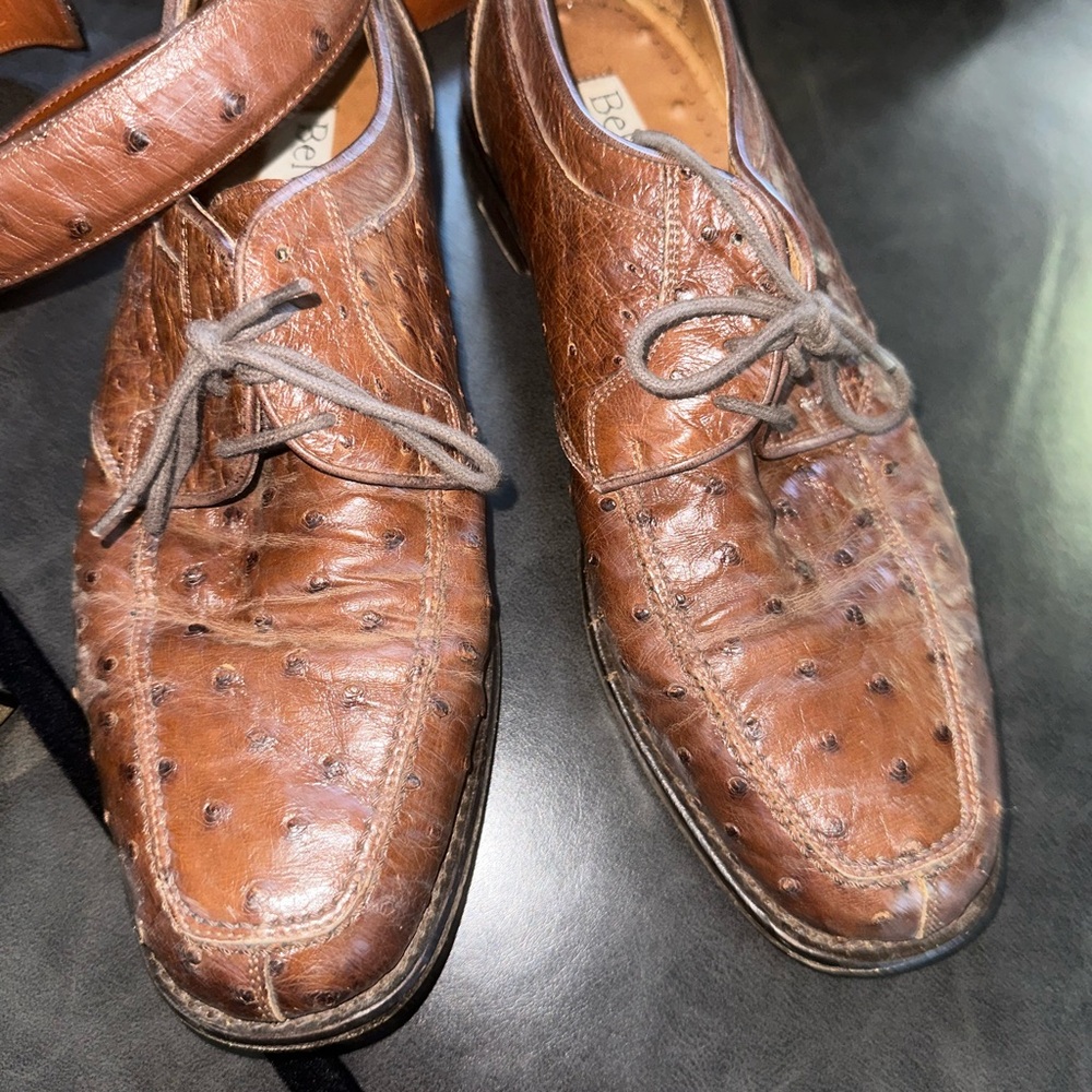 Men’s size 10 real ostrich dress shoes worn Ike 5 times in good condition